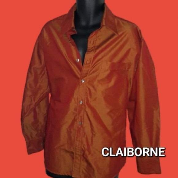 Claiborne Iridescent Orange Dress Shirt, Large - Picture 6 of 6